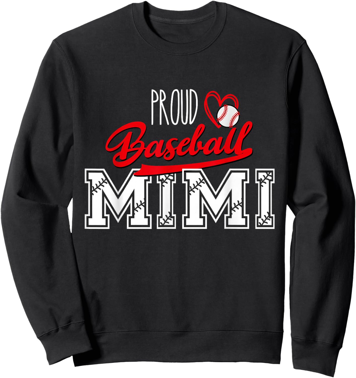 Proud Baseball Mimi Grandma Sport Women Mother's Day Sweatshirt - Sweatshirt | Black
