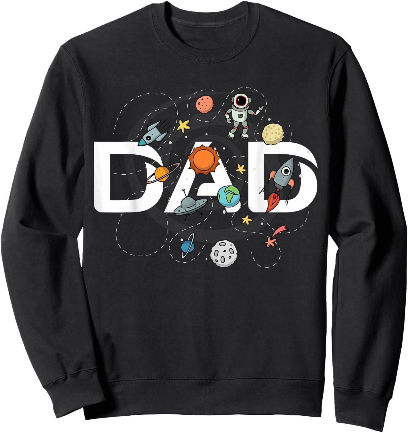Dad Outer Space Birthday Party Grandson Nephew Universe Pop Sweatshirt - Sweatshirt | Black