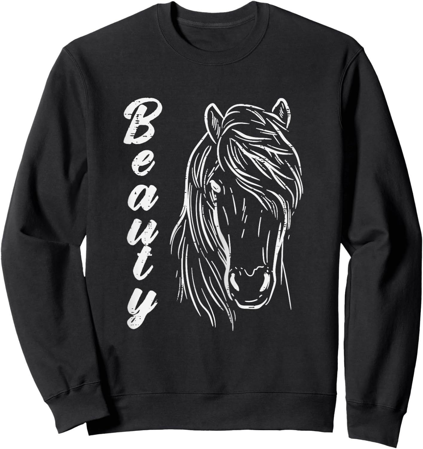 Beauty Horse Head Animal Art Equestrian Rider Girls Women Sweatshirt - Sweatshirt | Black