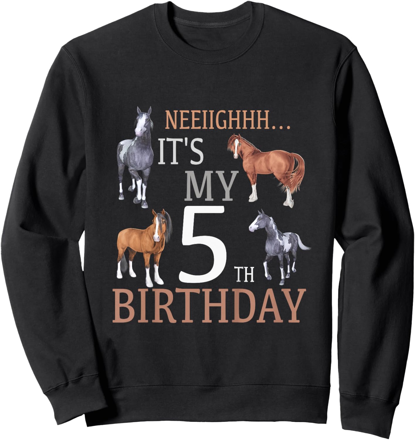 Its My 5th Birthday Shirt Horse Lover 5 Year Old Birthday Sweatshirt - Sweatshirt | Black