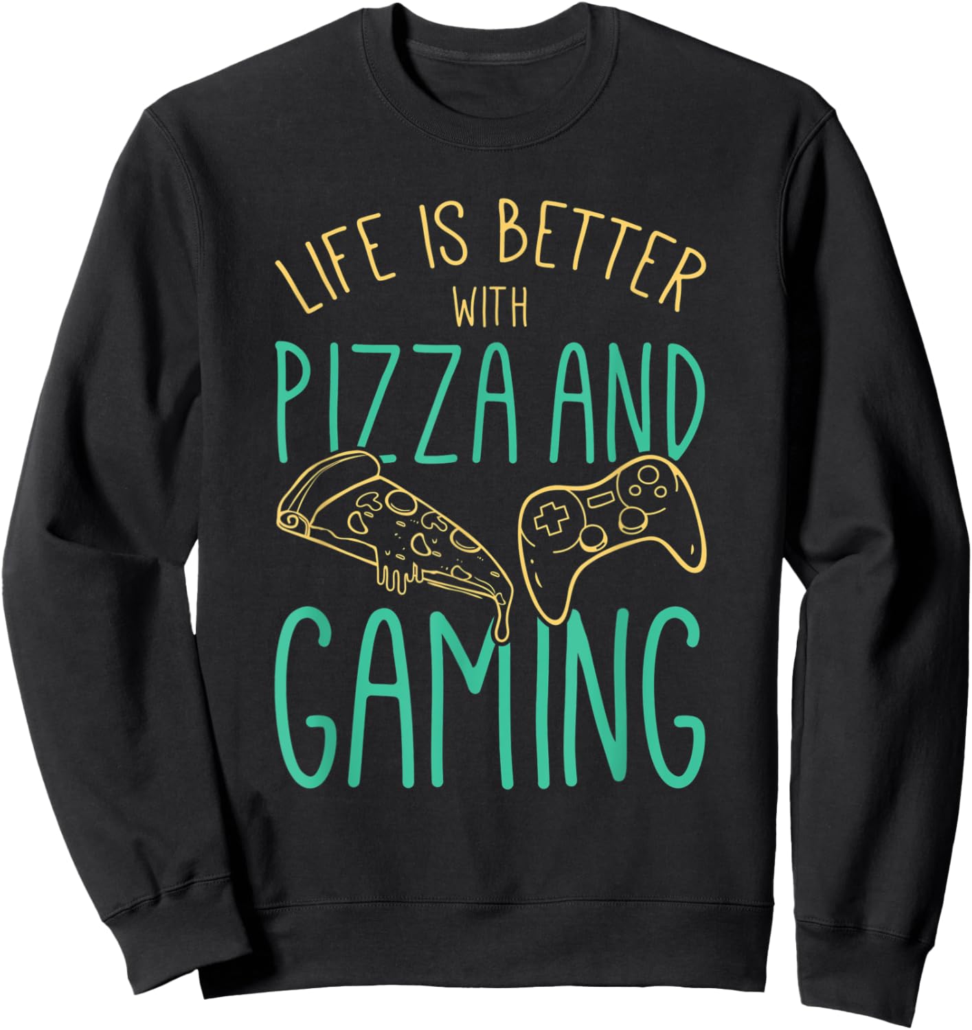 Video Gaming Design for a Gamer Cool Pizza Sweatshirt - Sweatshirt | Black