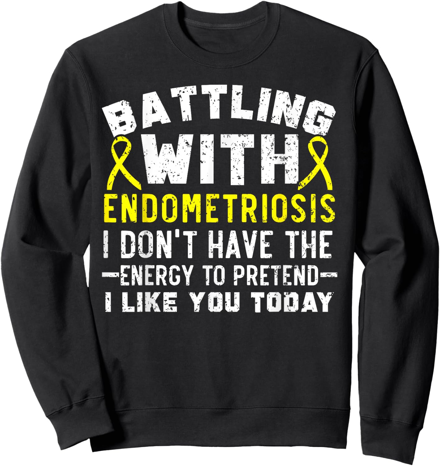 Battling With Endometriosis Awareness Disease Sweatshirt - Sweatshirt | Black