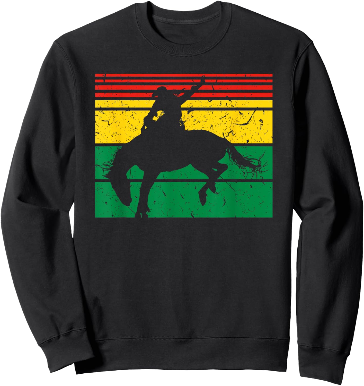Rodeo Bronc Riding African American Cowgirl Graphic Sweatshirt - Sweatshirt | Black