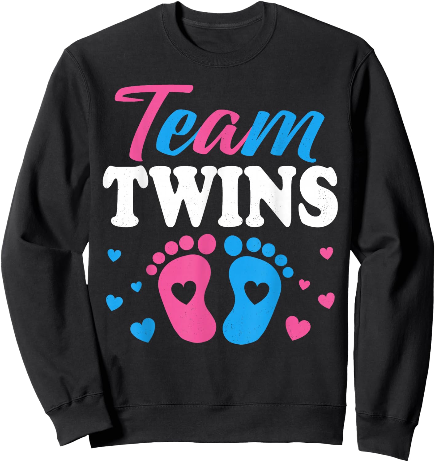 Team Twins Gender Reveal Twin Mom and Dad Boy Girl Sweatshirt - Sweatshirt | Black