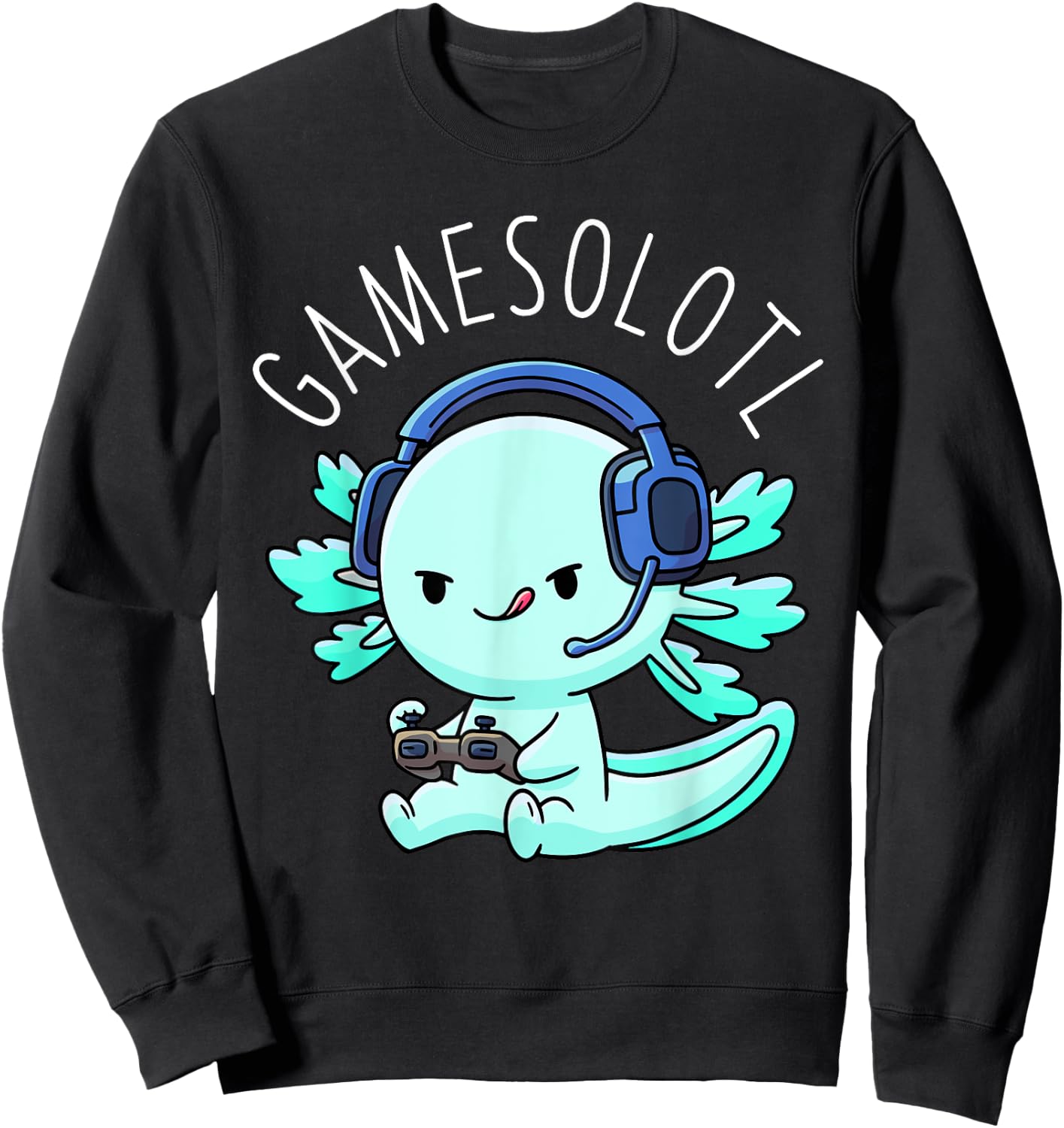 Otaku Lifestyle Threads Shirt Co. Gamesolotl Axolotl Gamer Anime Gifts Kawaii Boys Girls , Black Sweatshirt - Sweatshirt | Black