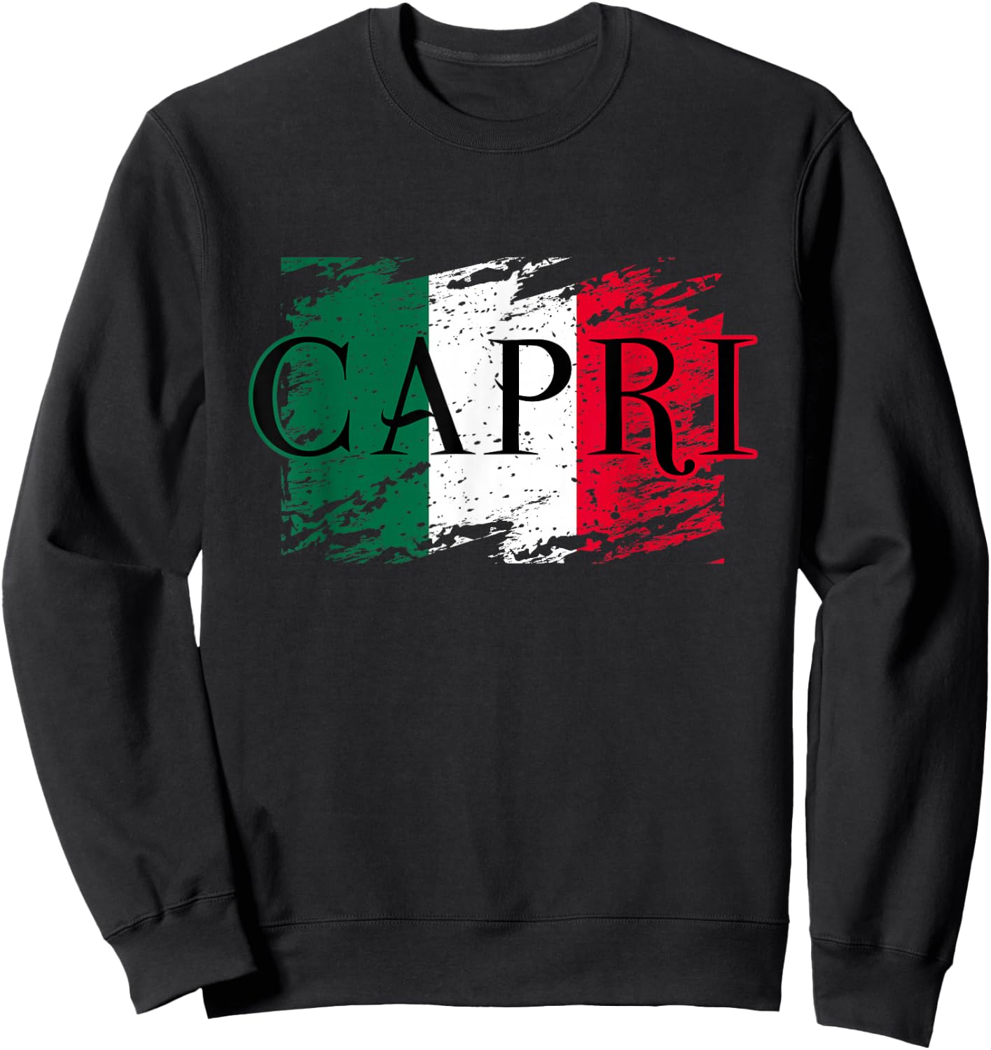 Europe Italy Vacation Travel Capri Italian Flag Sweatshirt - Sweatshirt | Black