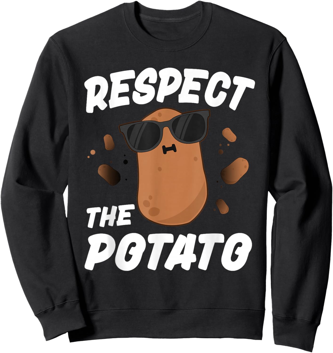 Respect The Potato For Boys Men Funny Vegetable Sweatshirt - Sweatshirt | Black