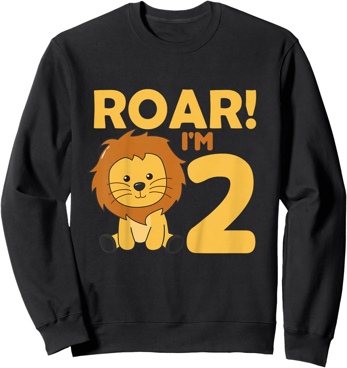 Kids Children 2nd Birthday Lion 2 Years Old Boy Lion Animal King Sweatshirt - Sweatshirt | Black
