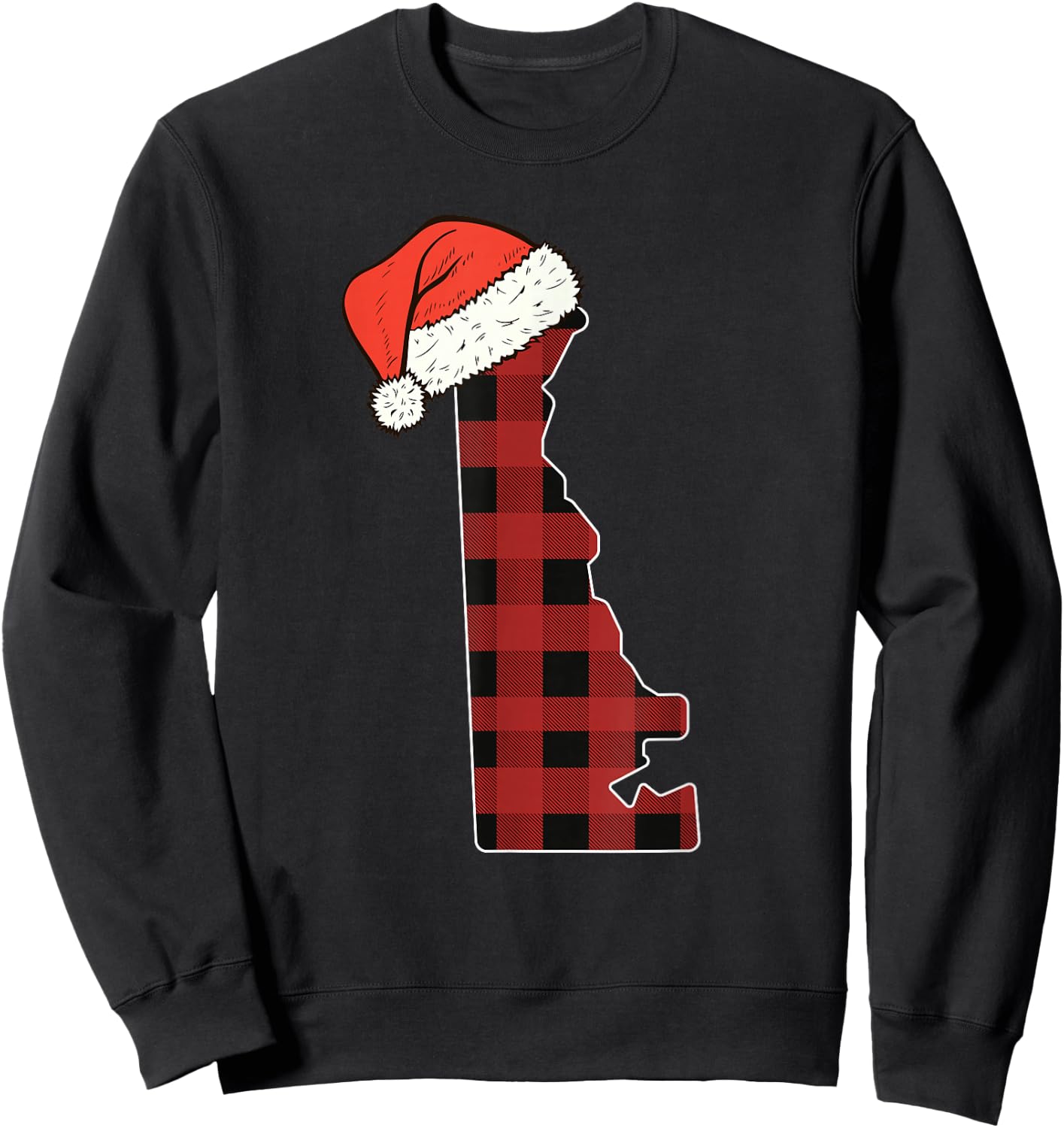 Delaware Plaid Christmas Santa Hat Holiday Matching Design Sweatshirt - Sweatshirt | Black