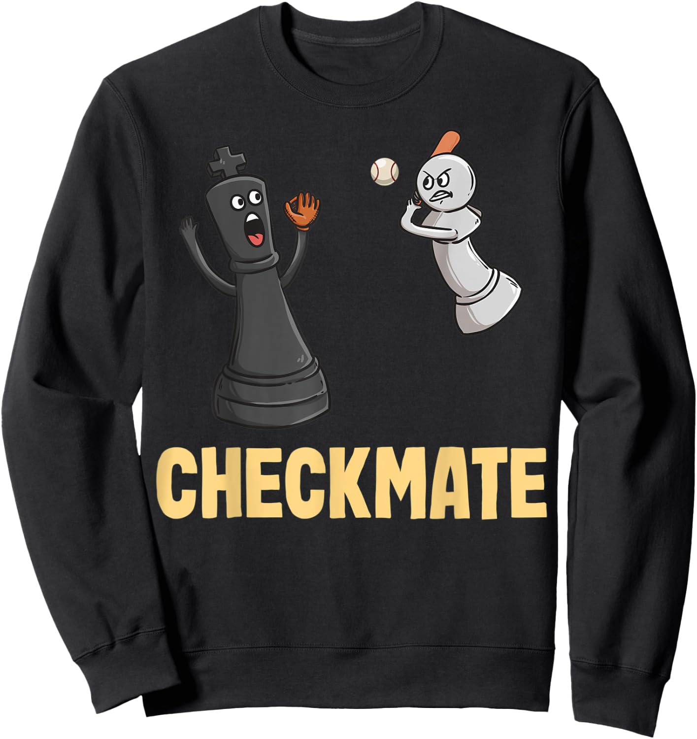 Funny Checkmate Chess Players Funny Baseball Sweatshirt - Sweatshirt | Black