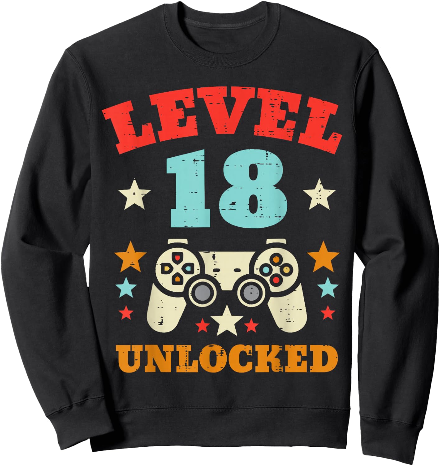 Level 18 Unlocked Video Gamer Boys Men 18th Birthday Sweatshirt - Sweatshirt | Black