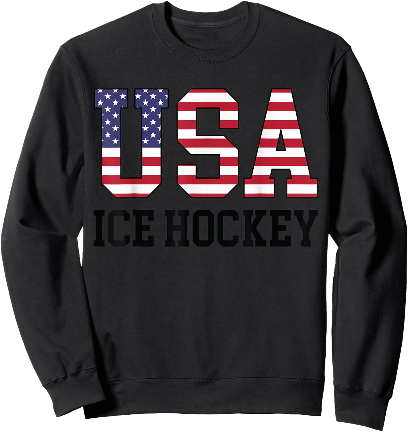 USA Flag Hockey Player - American USA Ice Hockey Sweatshirt - Sweatshirt | Black