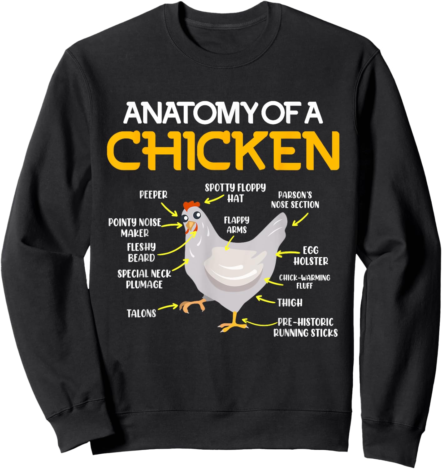 Anatomy of a Chicken Farmers Chicken Coop Sweatshirt - Sweatshirt | Black
