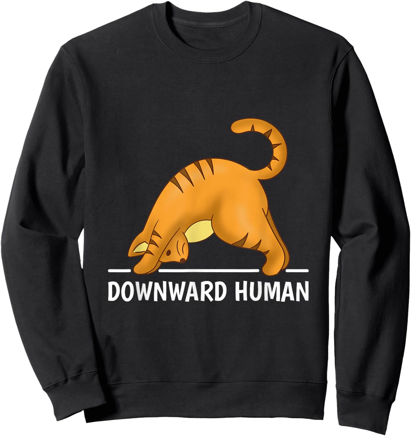 Downward Human Cat Sweatshirt - Sweatshirt | Black
