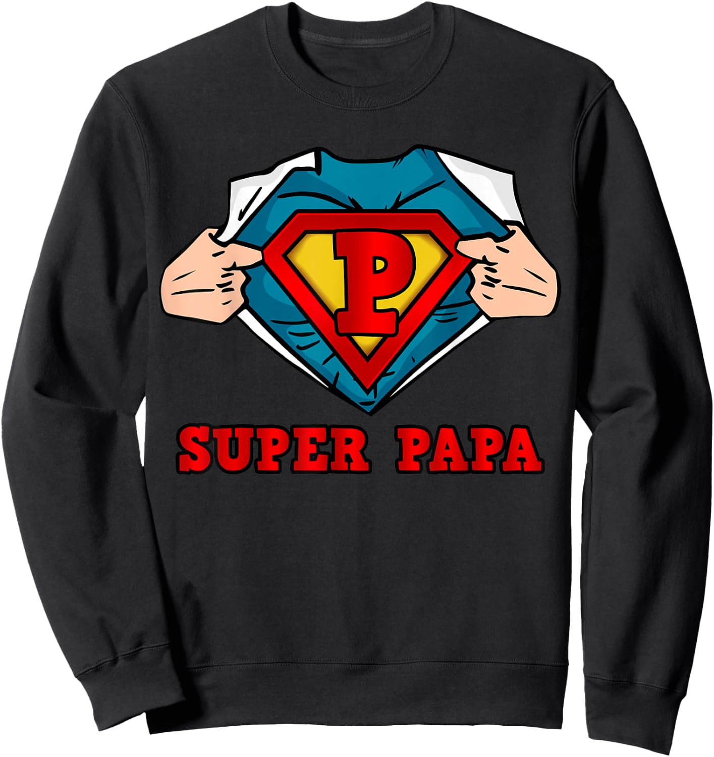 SUPERHERO SUPER PAPA - GREAT Gift DAD Sweatshirt - Sweatshirt | Black