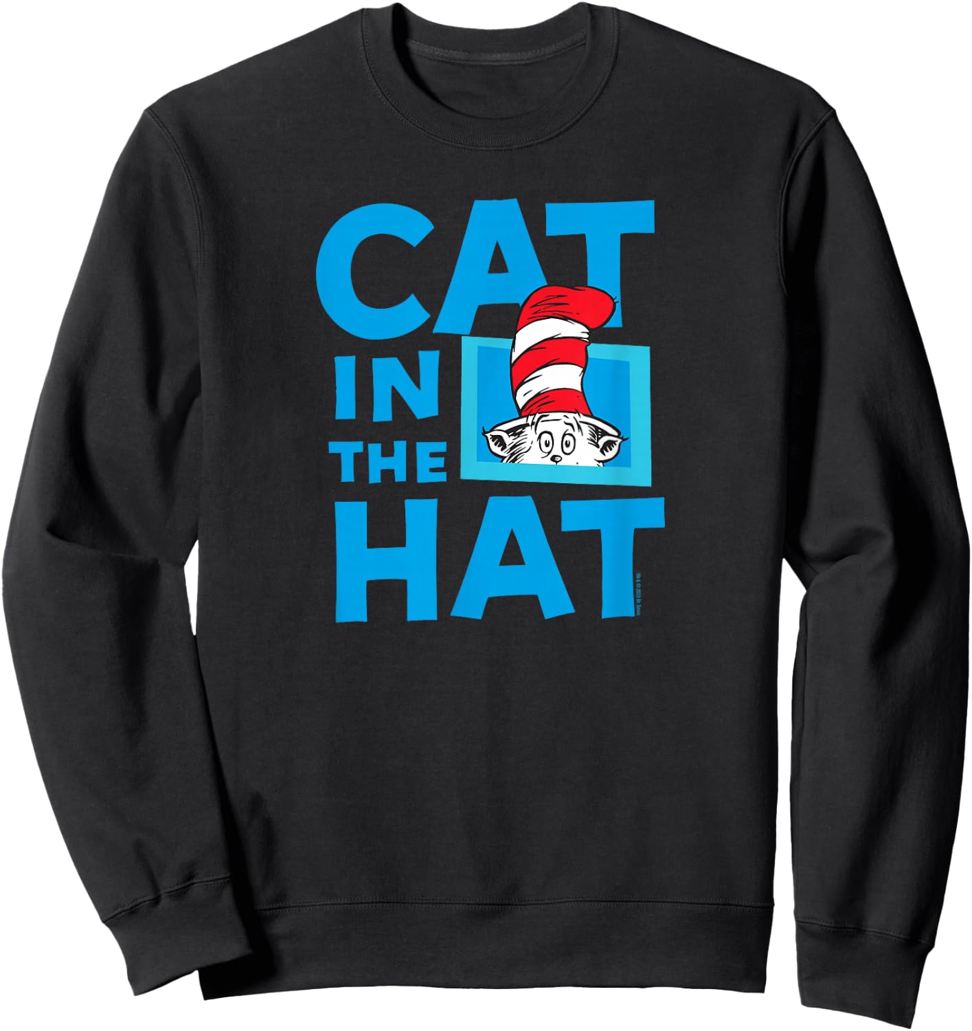 Dr. Seuss Cat in The Hat Logo Officially Licensed Sweatshirt - Sweatshirt | Black
