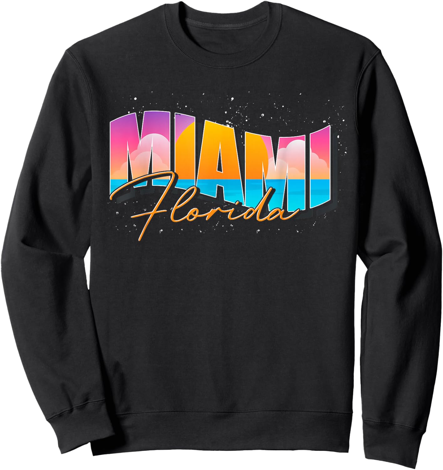 FL State Summer Vacation Tropical South Beach Miami Florida Sweatshirt - Sweatshirt | Black