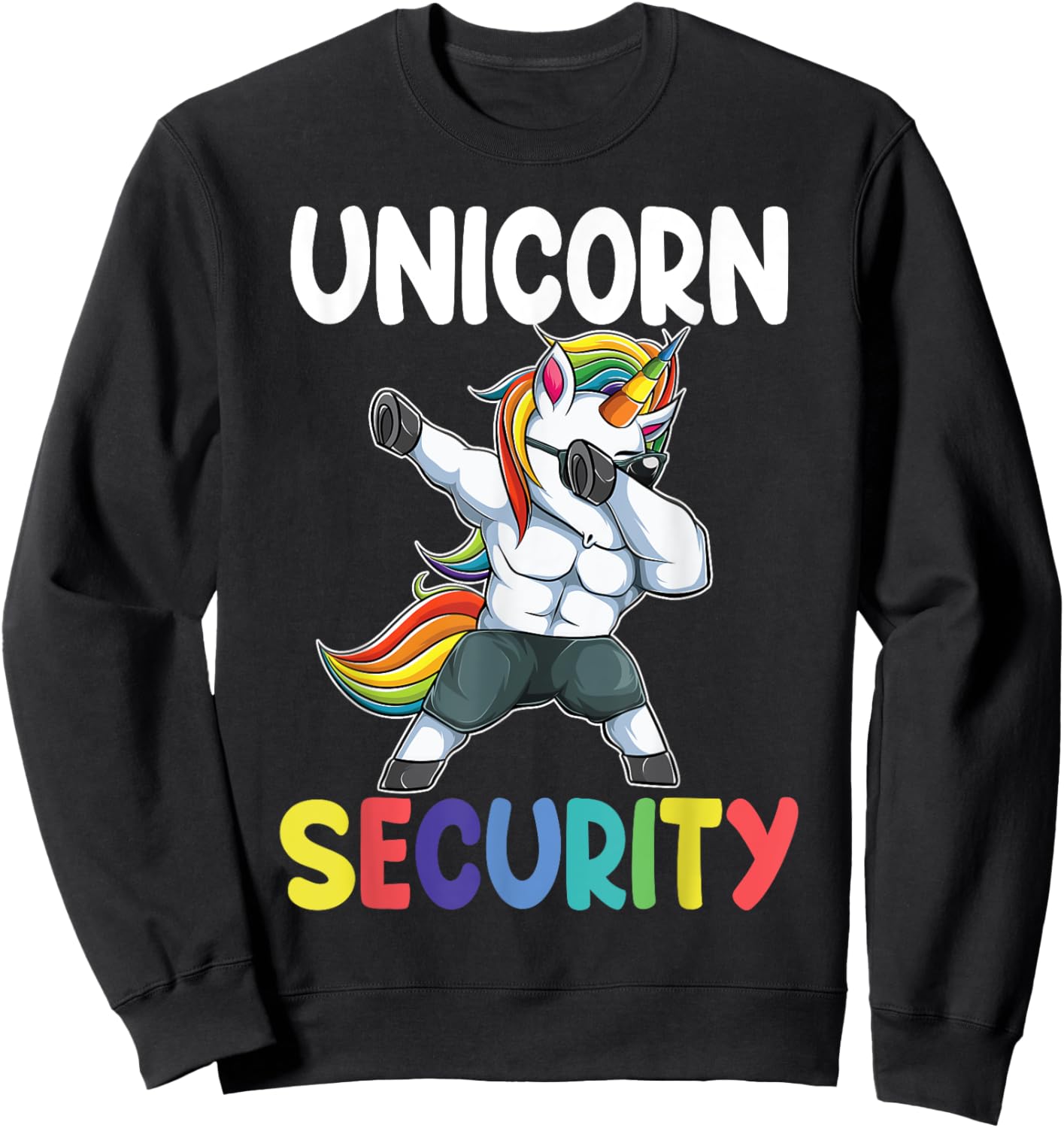 Unicorn Security Dad Mom Daughter Adult unicorn costume gift Sweatshirt - Sweatshirt | Black