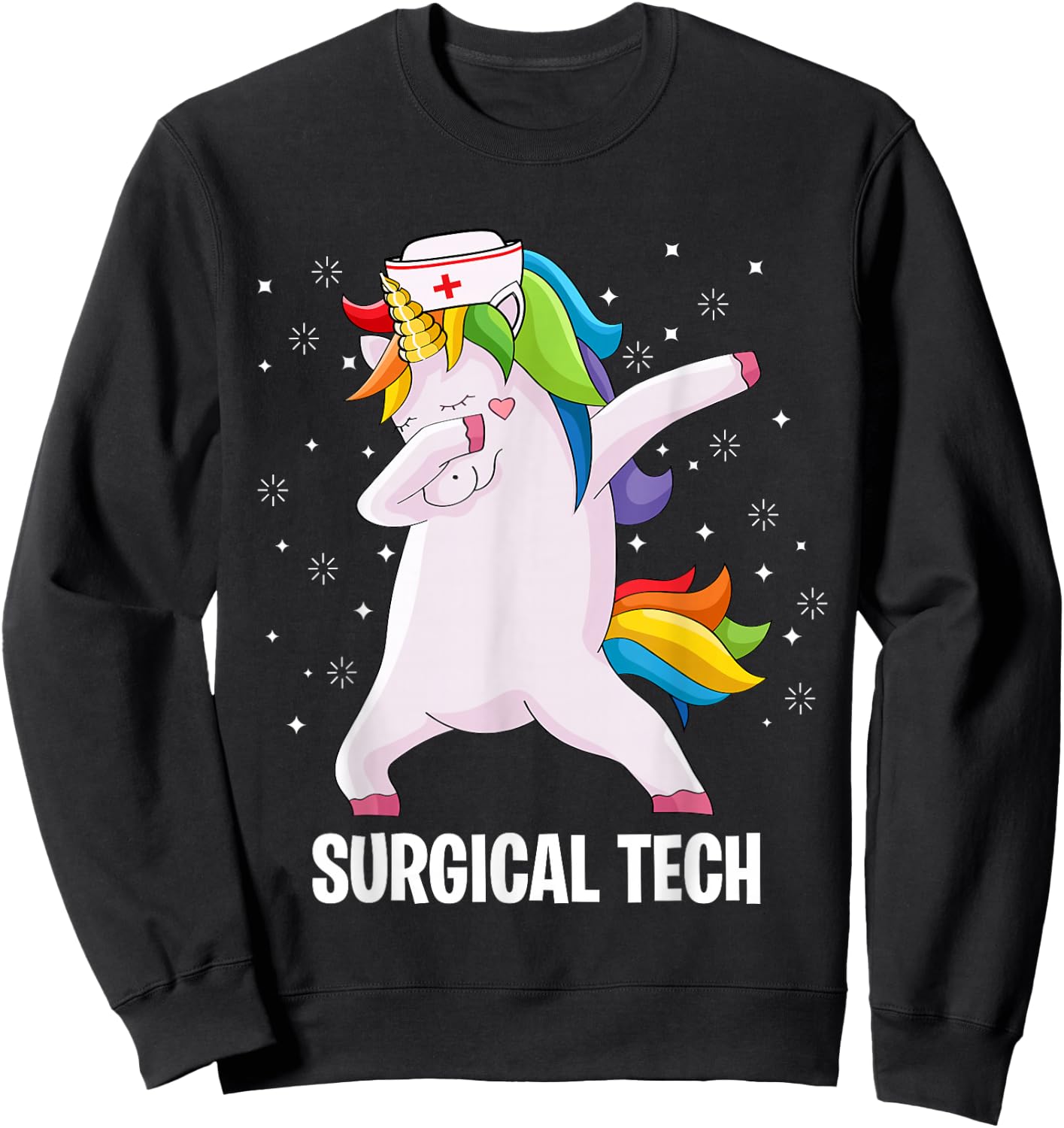 Funny Scrub Tech Surgical Tech Week Technologist Unicorn Sweatshirt - Sweatshirt | Black