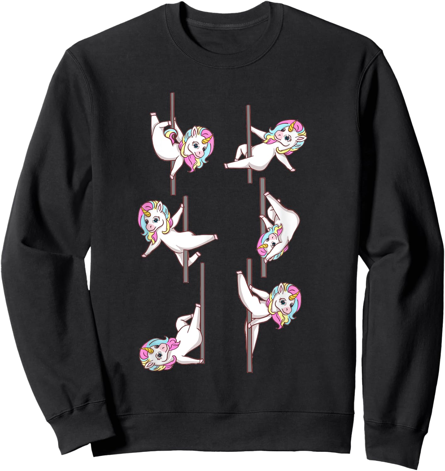 Cute Unicorns Pole Dancing Funny Pole Dance Lover Sweatshirt - Sweatshirt | Black