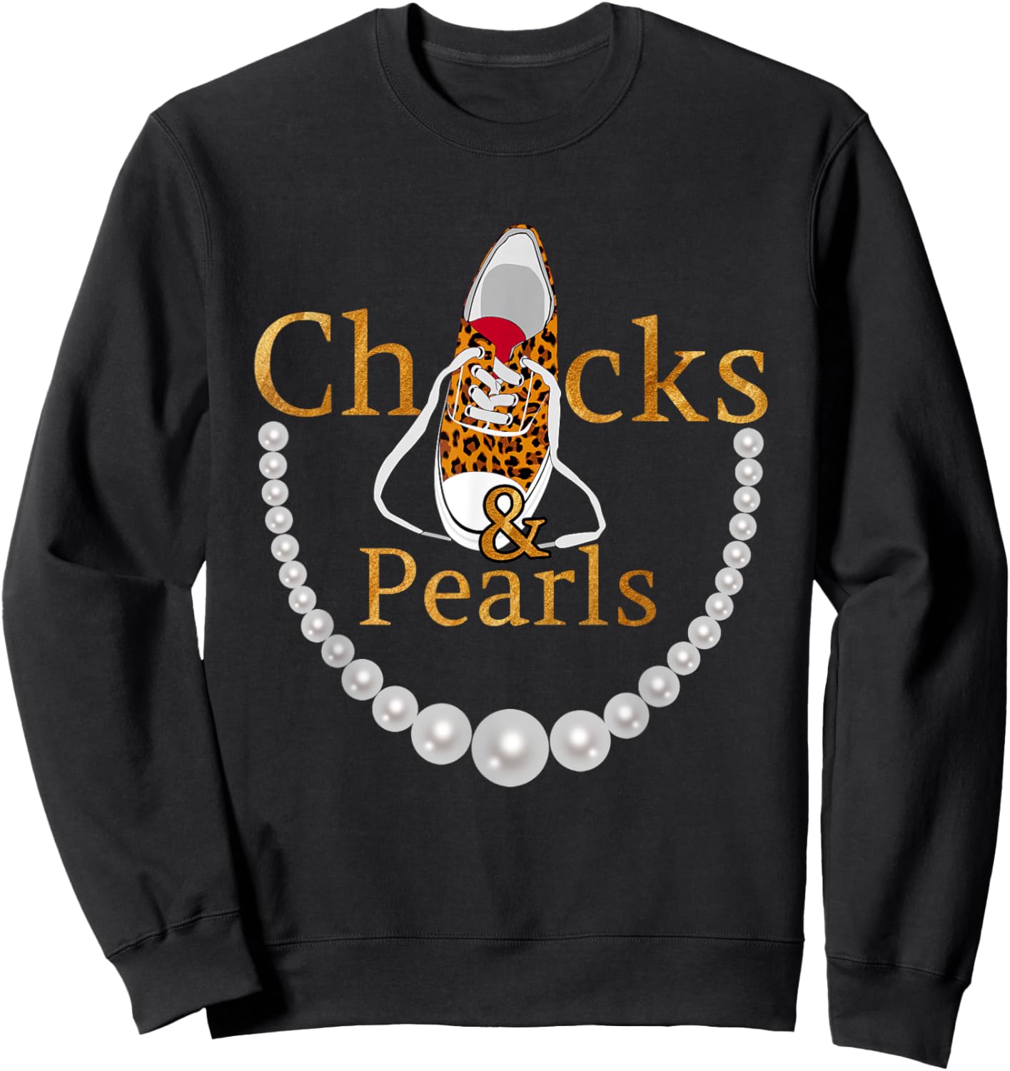 Chucks and Pearls 2021 leopard Sweatshirt - Sweatshirt | Black