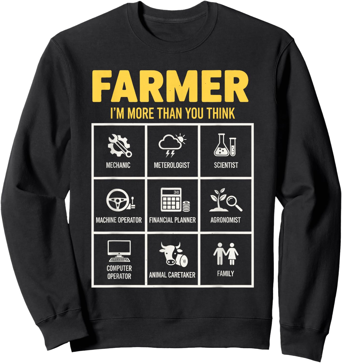 Farmer I'm More Than You Think Farm Farming Sweatshirt - Sweatshirt | Black