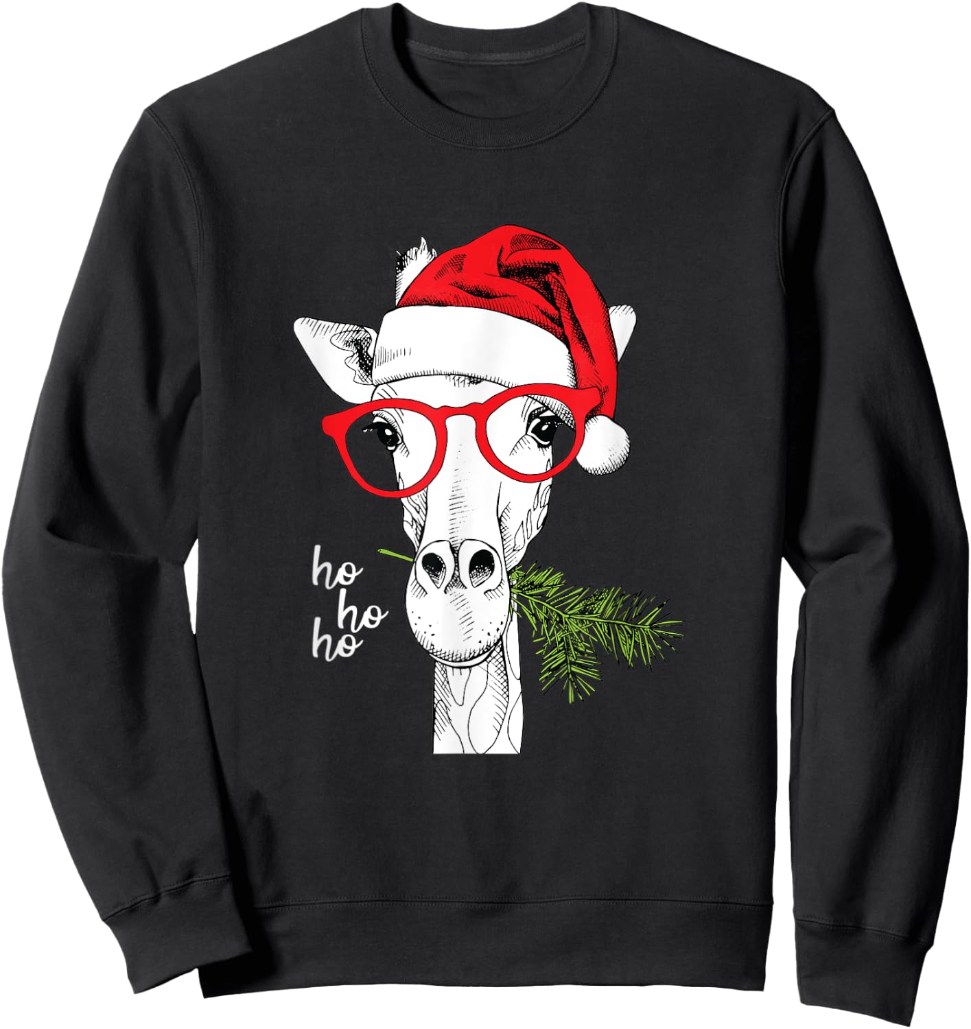 Santa Giraffe Funny Christmas, , Men, Girls, Boys Sweatshirt - Sweatshirt | Black