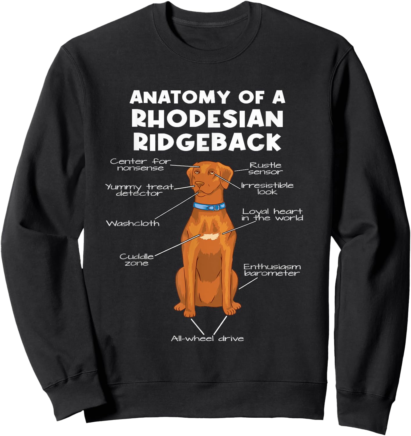 Anatomy of a Rhodesian Ridgeback | Dog Rhodesian Ridgeback Sweatshirt - Sweatshirt | Black