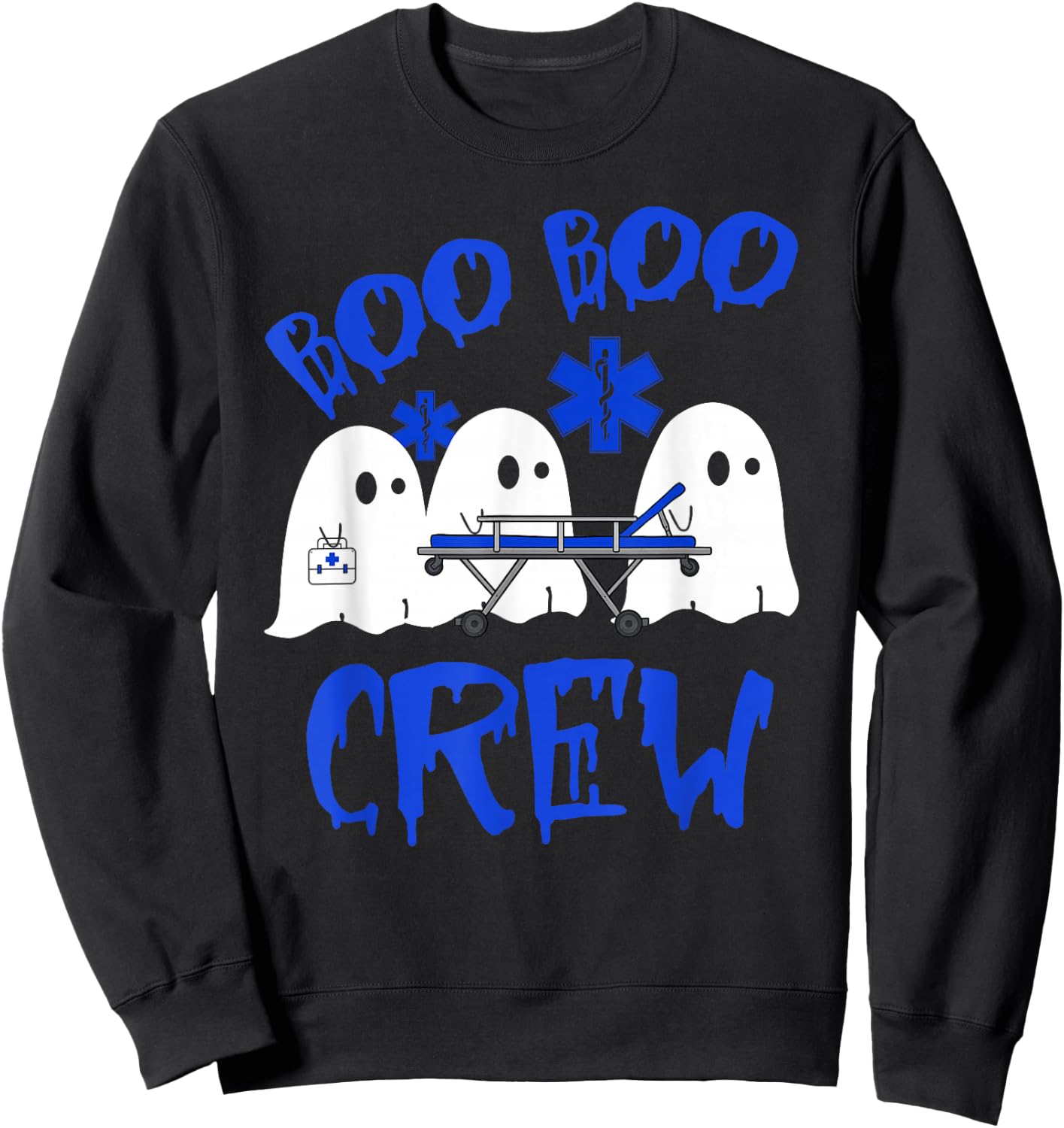 Boo Boo Crew Funny Ghost EMT EMS Paramedic Nurse Halloween Sweatshirt - Sweatshirt | Black