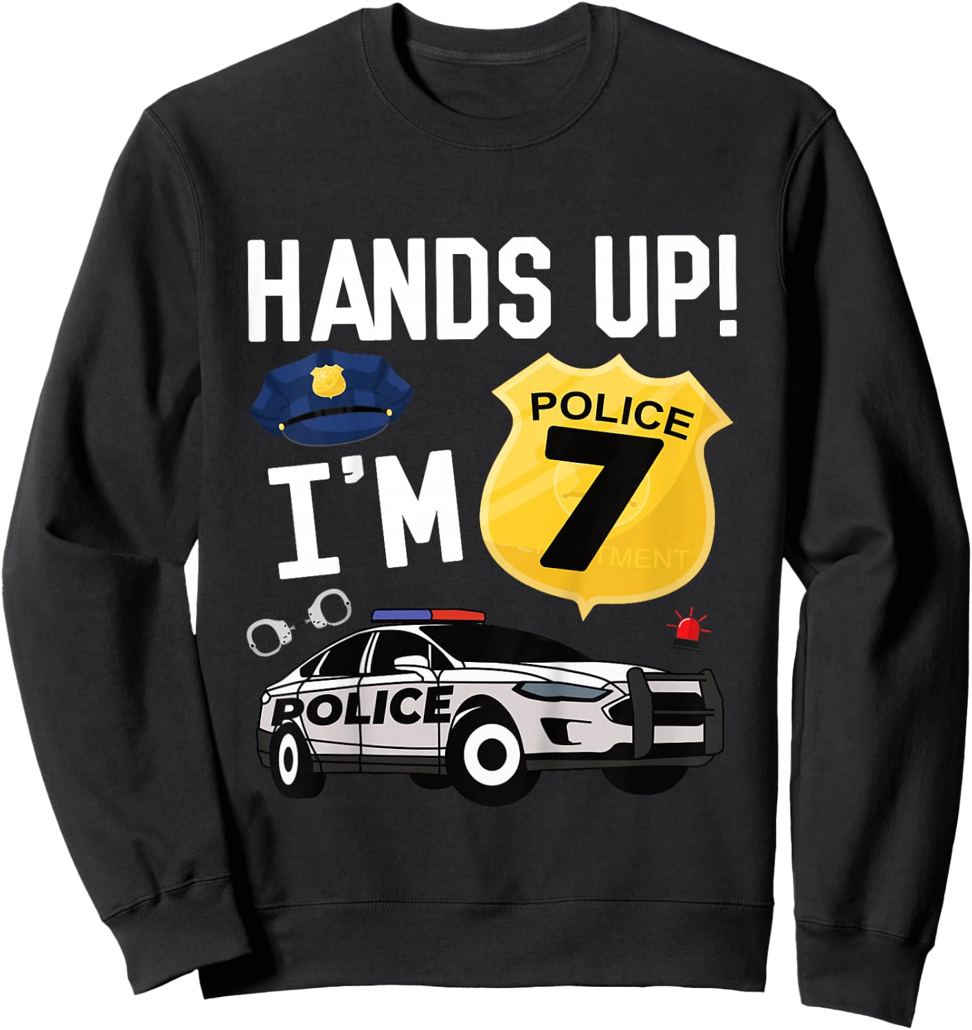 Kids 7th Birthday Policeman Boy Seven Year Old Police Officer Sweatshirt - Sweatshirt | Black
