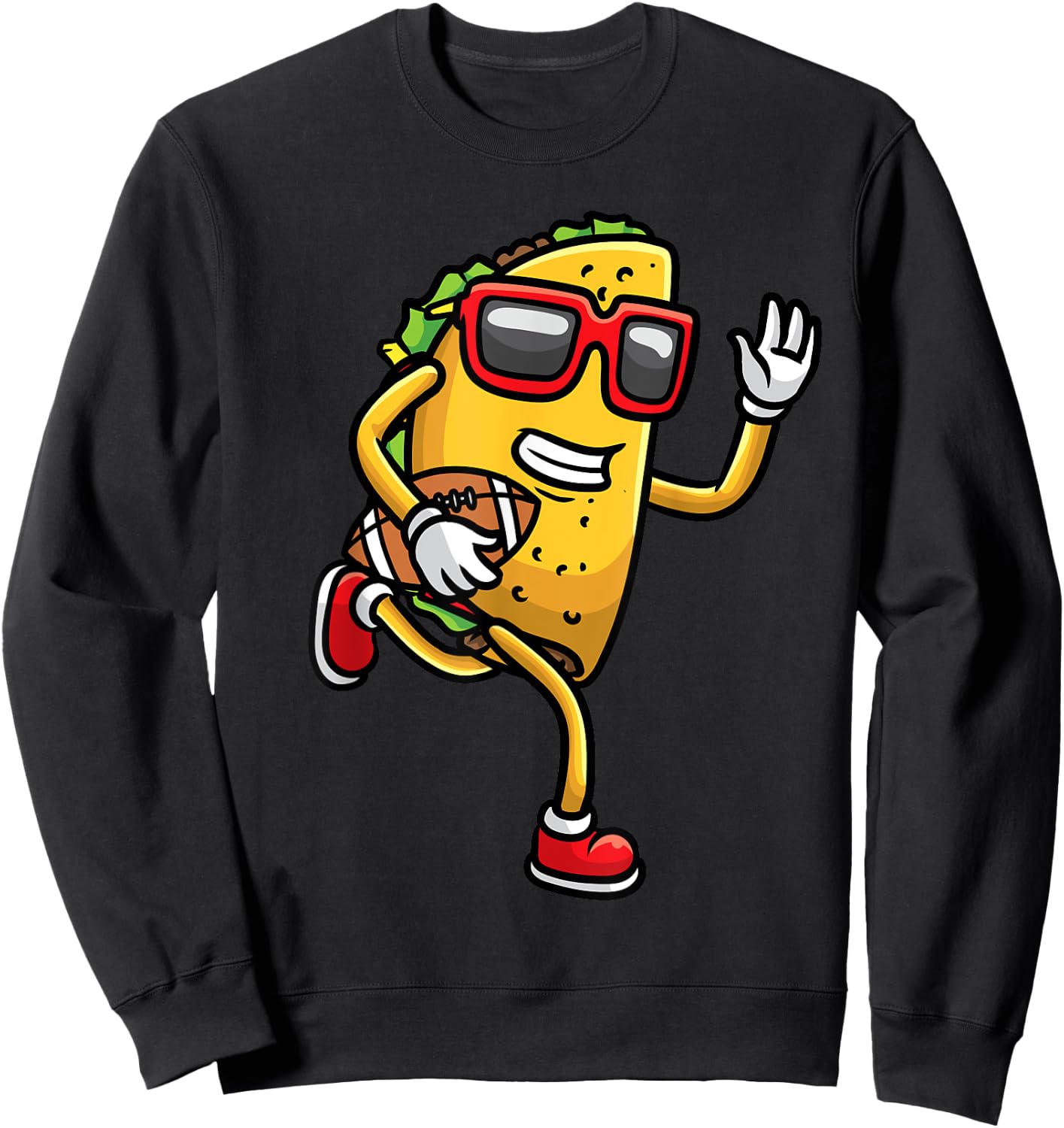 Taco Playing Football Mexican Cinco De Mayo Kids Men Sweatshirt - Sweatshirt | Black