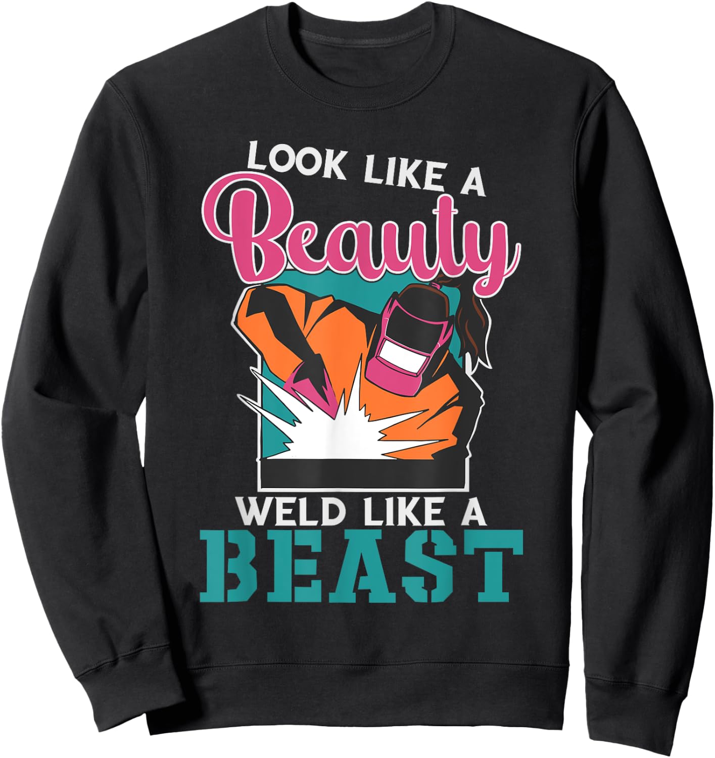 Welding Welder Woman Ironworker Iron Worker Ironworking Sweatshirt - Sweatshirt | Black