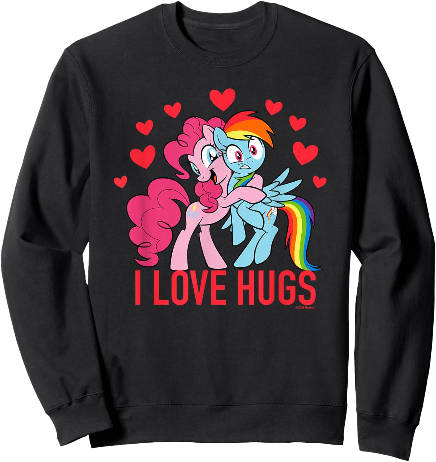 My Little Pony Valentine's Day Pinkie Pie Rainbow Dash Hugs Sweatshirt - Sweatshirt | Black