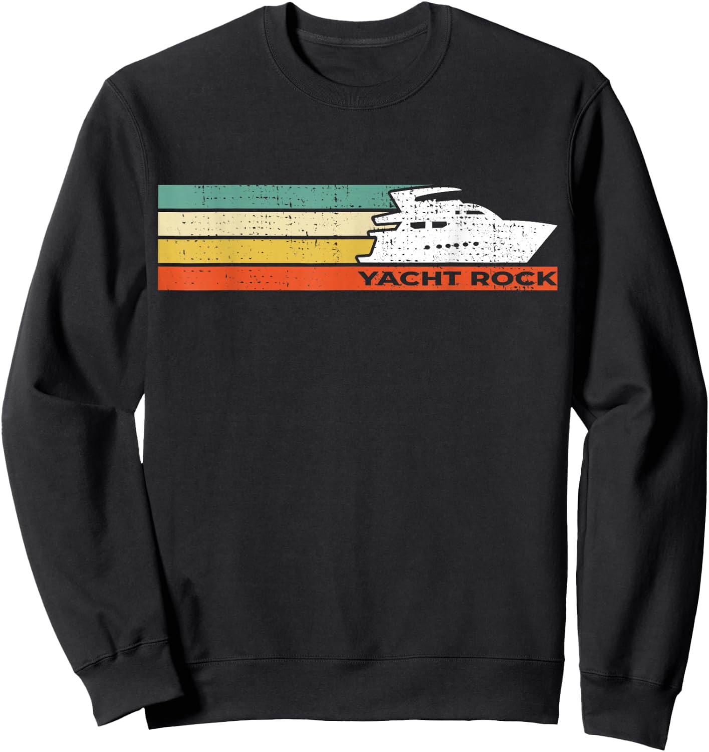 Distressed Retro Yacht Rock Sweatshirt - Sweatshirt | Black