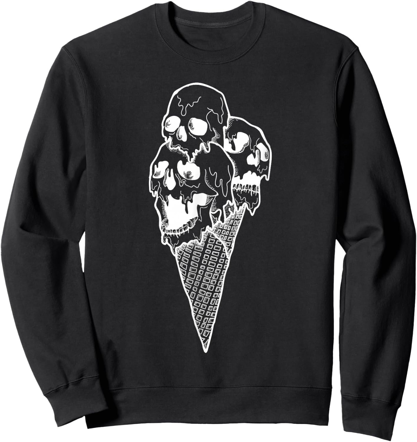 Creepy Skulls Icecream Horror Halloween Design Sweatshirt - Sweatshirt | Black