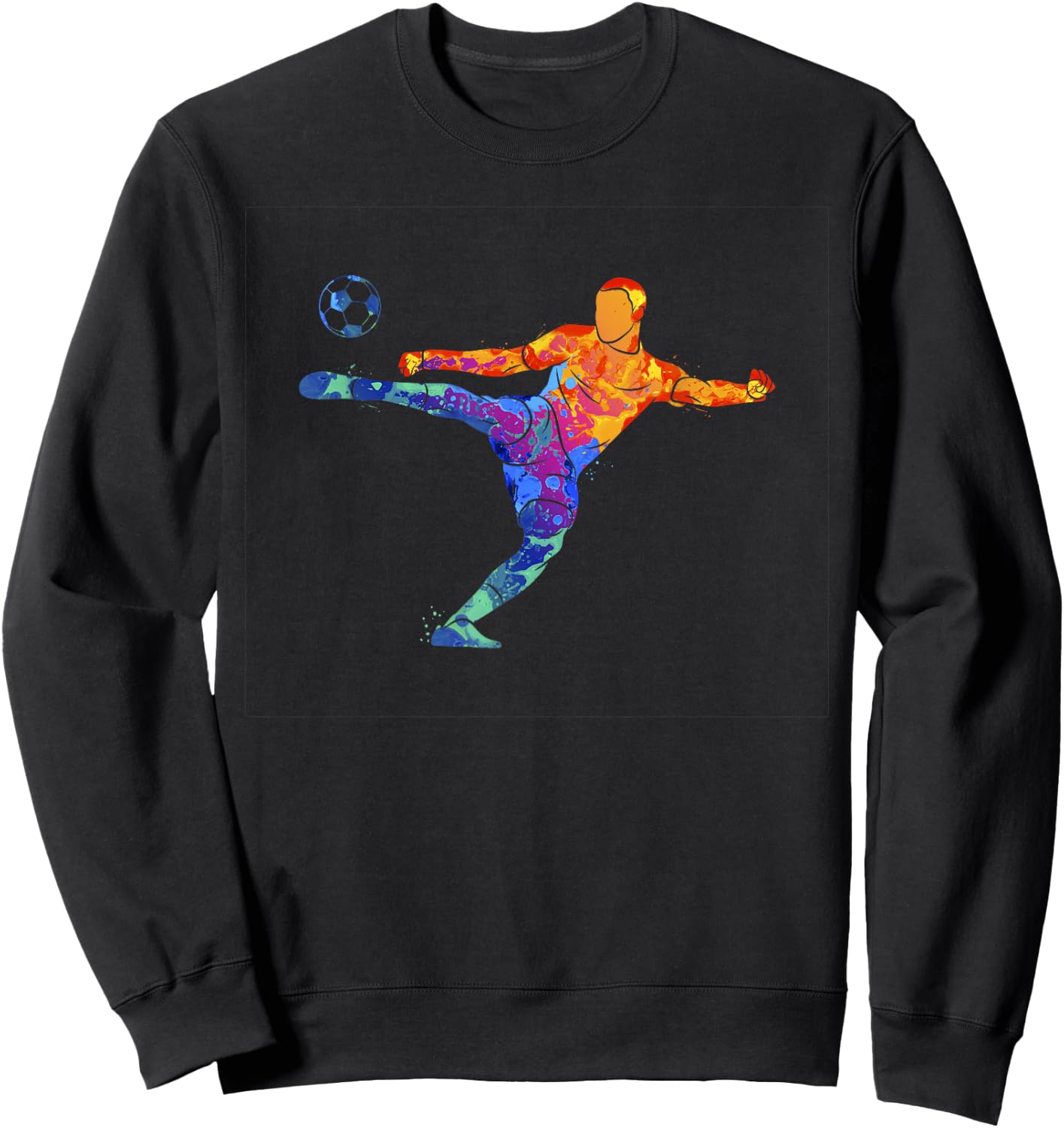Soccer Athlete Sports Graphic Drawing Sweatshirt - Sweatshirt | Black