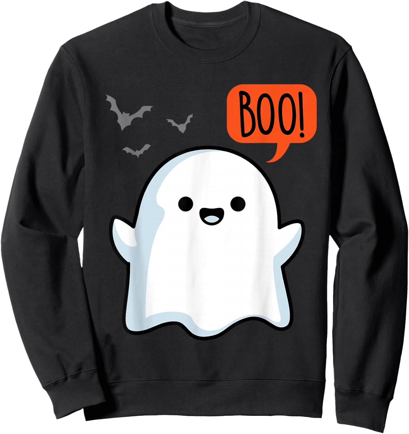 Ghost Saying Boo Spooky Halloween Cute toddler boys girls Sweatshirt - Sweatshirt | Black