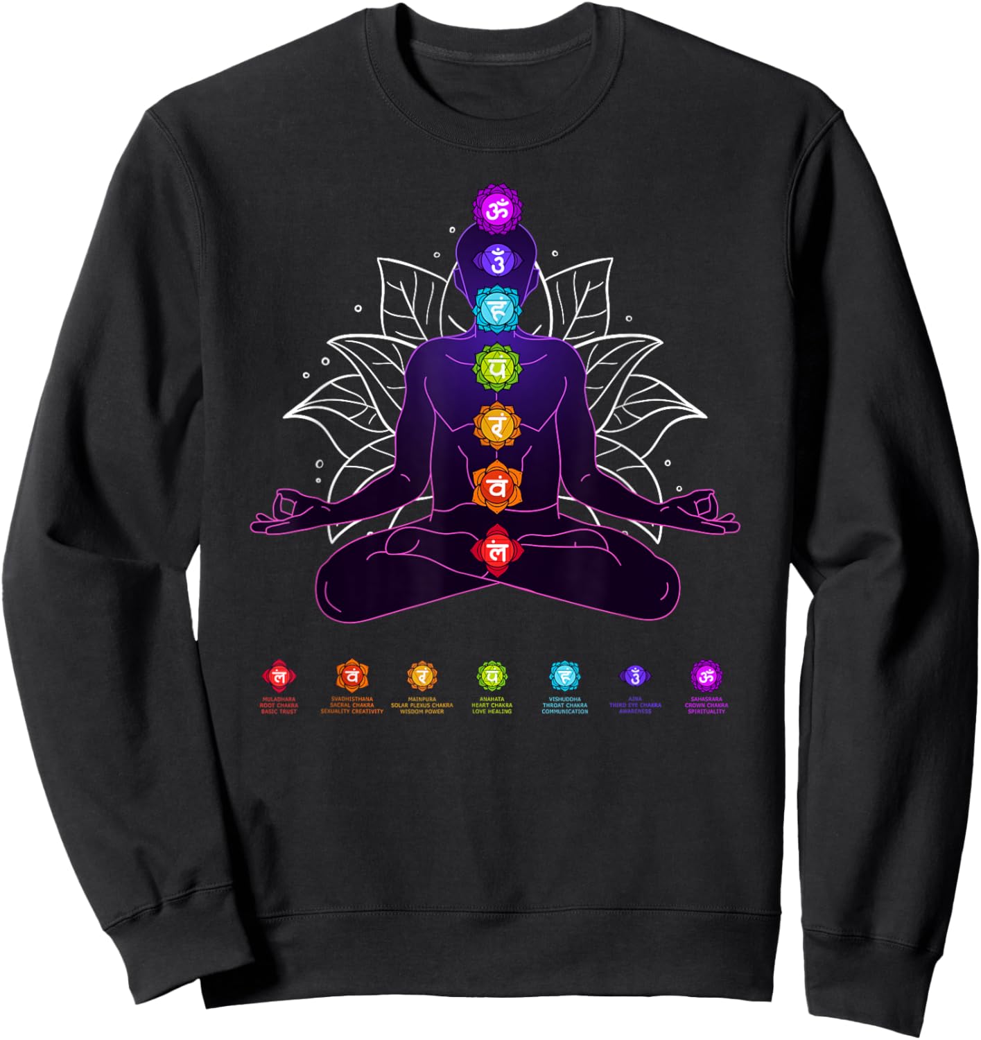 Yoga Chakra Spiritual Body System Meditation Sweatshirt - Sweatshirt | Black
