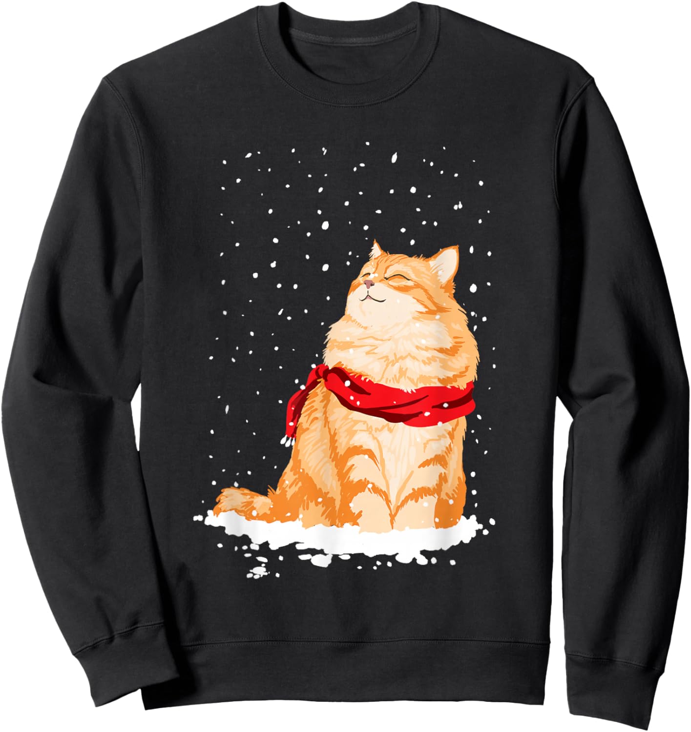 Cat Standing in The Snow Winter Christmas Cat Lover Sweatshirt - Sweatshirt | Black