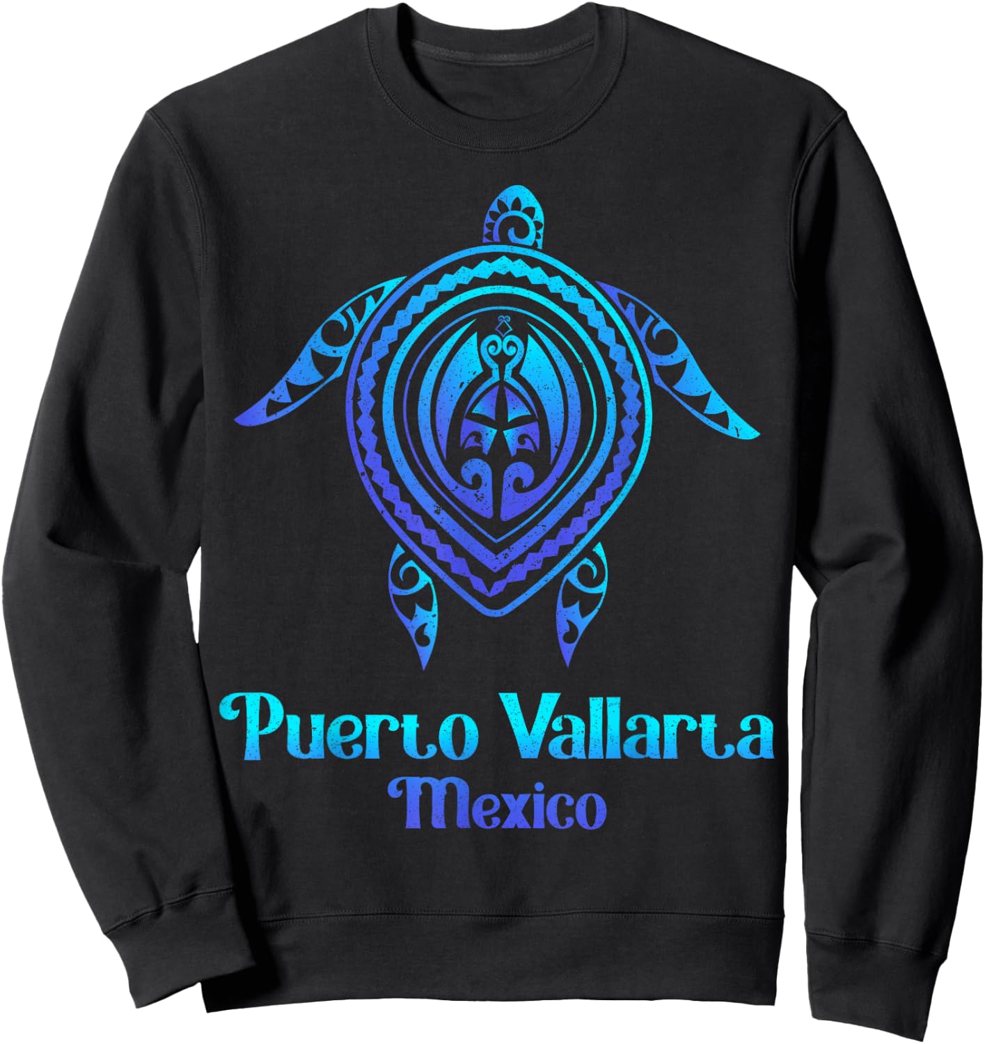 Puerto Vallarta Mexico Souvenirs Tropical Blue Sea Turtle Sweatshirt - Sweatshirt | Black