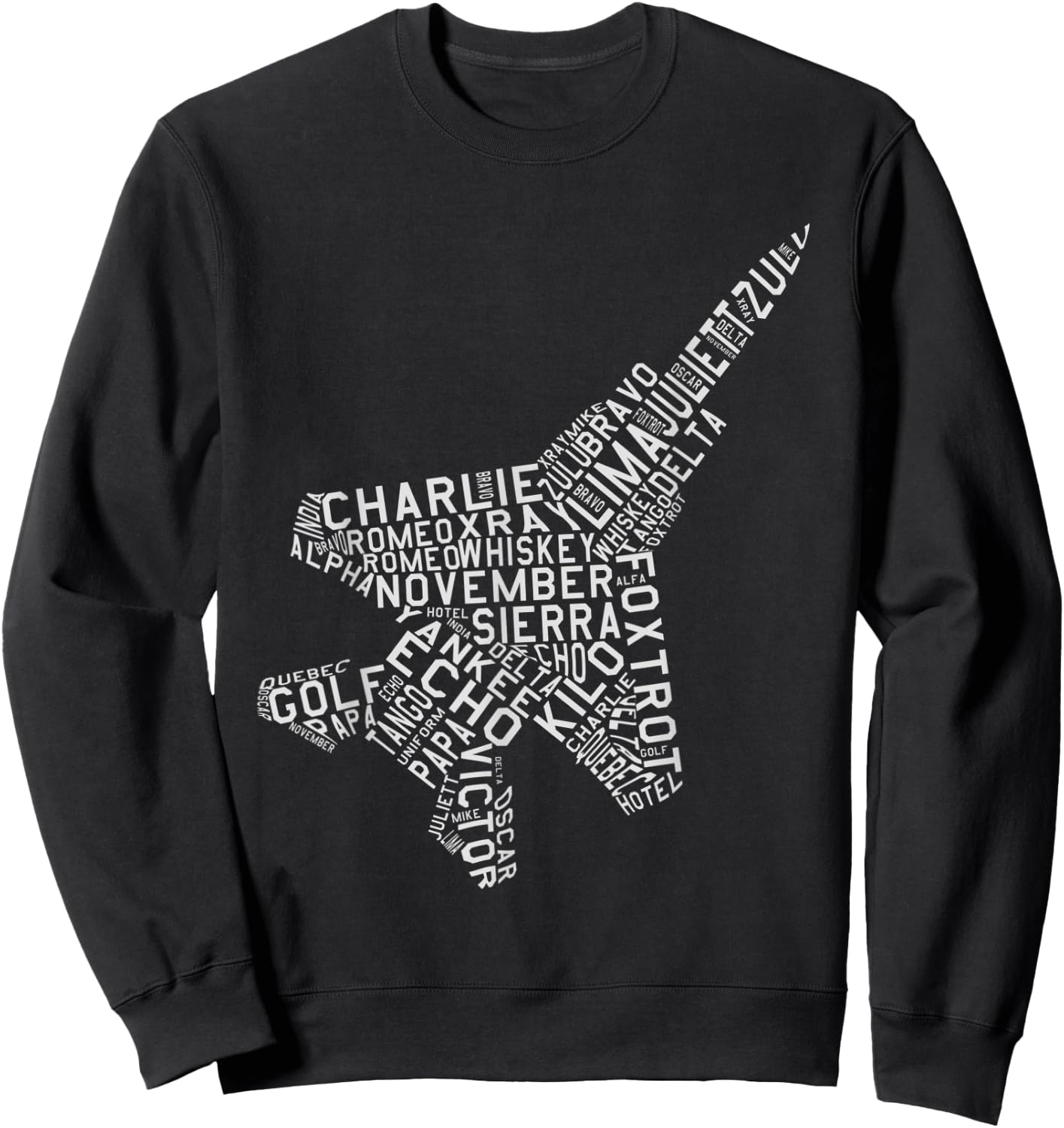 Jet Fighter Airplane Phonetic Alphabet Avgeek Pilot Sweatshirt - Sweatshirt | Black
