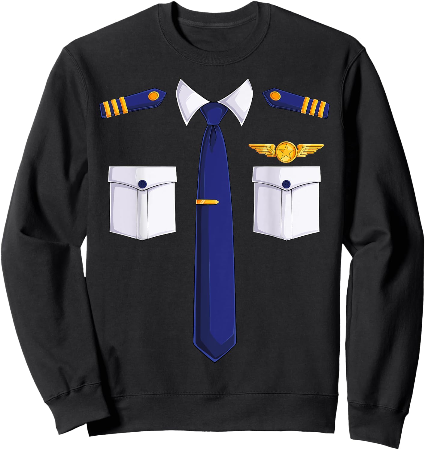 Funny Pilot Costume Airplane Kids Women Men Boys Halloween Sweatshirt - Sweatshirt | Black
