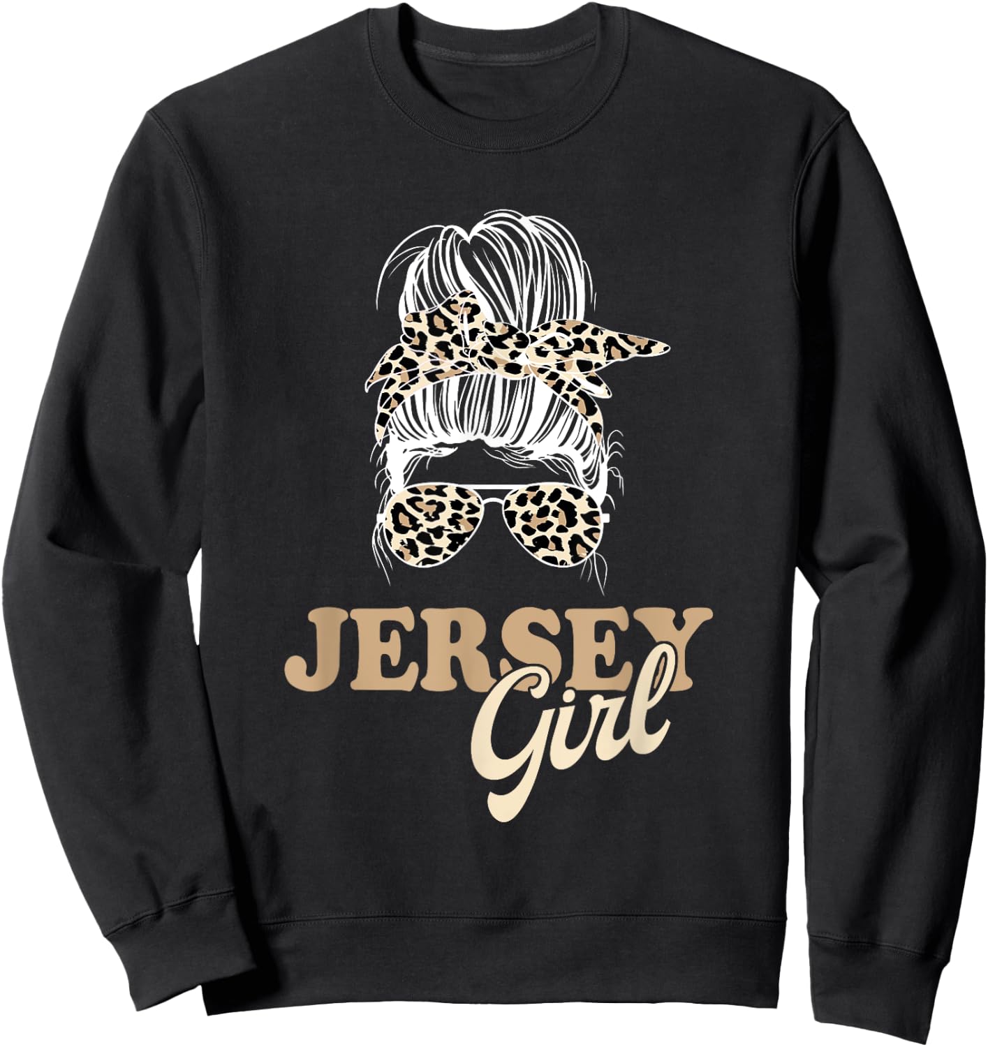 Jersey Girl Messy Bun Sweatshirt - Sweatshirt | Black