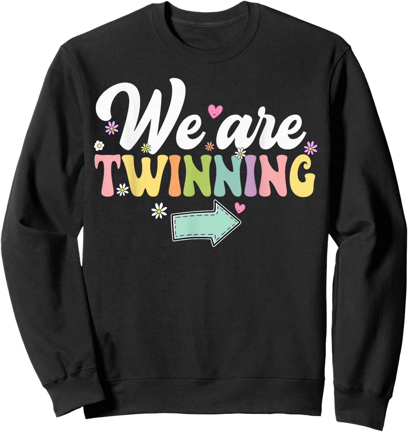 We're Twinning with My Bestie Twin Day Spirit Week Retro 70s Sweatshirt - Sweatshirt | Black