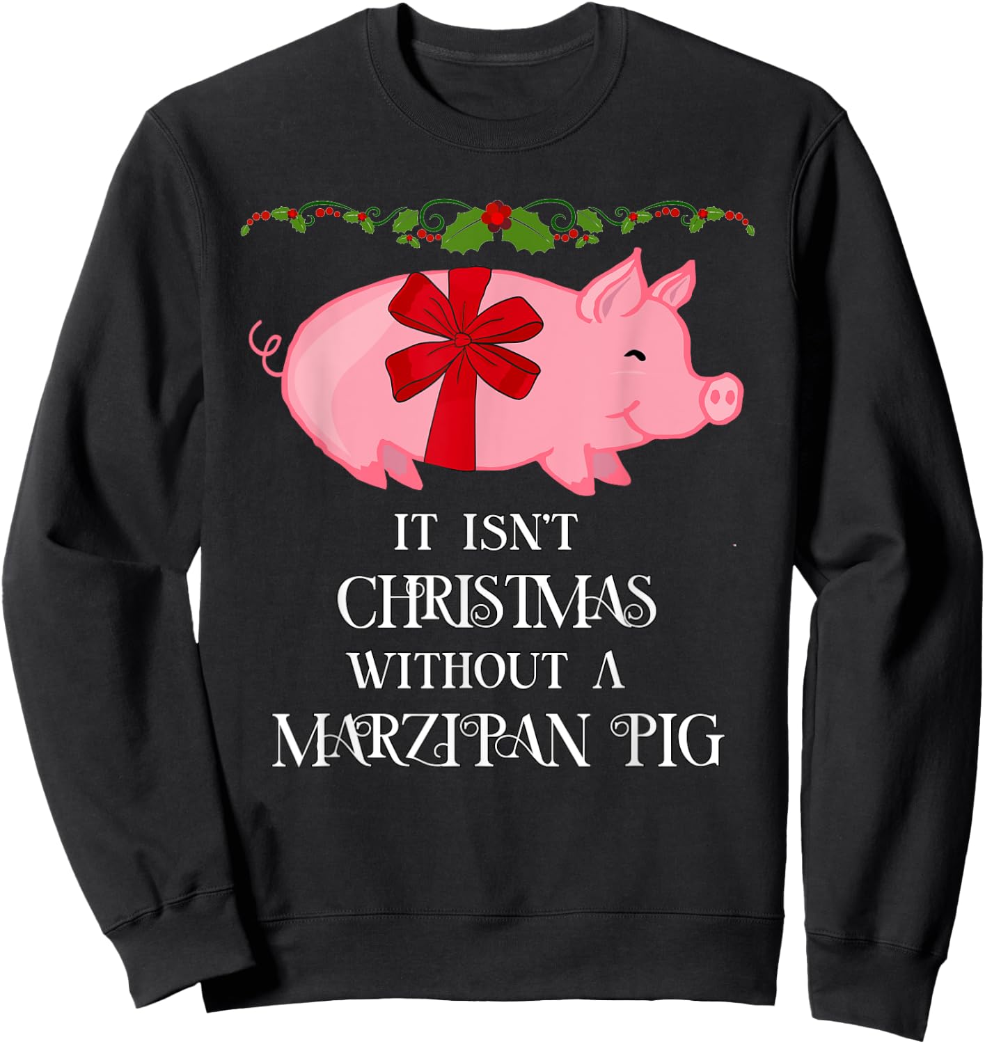Funny Scandinavian Norwegian Marzipan Pig Christmas Sweatshirt - Sweatshirt | Black