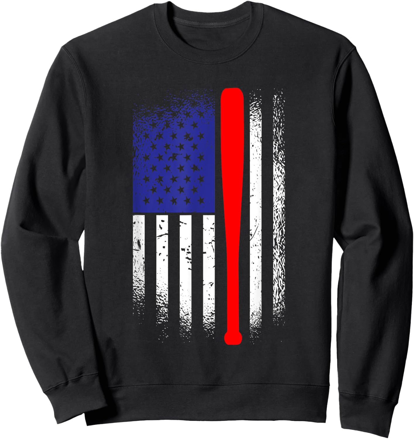 American Flag Baseball 4th Of July Patriotic Memorial Day Sweatshirt - Sweatshirt | Black