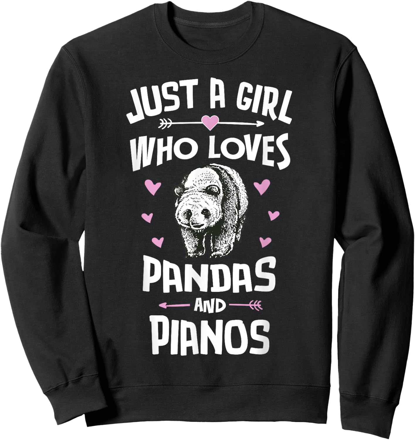 Pandas And Pianos Shirt Gift Girls Women Sweatshirt - Sweatshirt | Black
