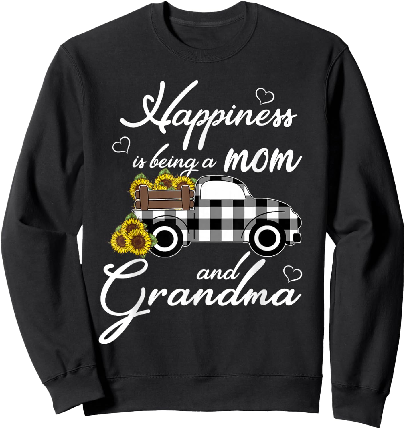 Sunflower Grandma Shirt Happiness is being a Mom and Grandma Sweatshirt - Sweatshirt | Black