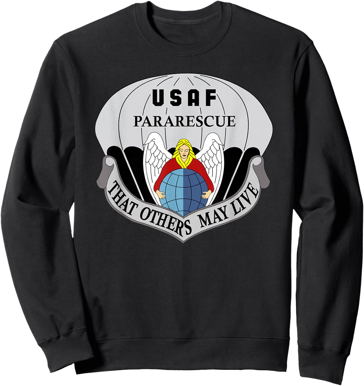 US Air Force (USAF) Pararescue (PJs) Unit Flash Center Sweatshirt - Sweatshirt | Black
