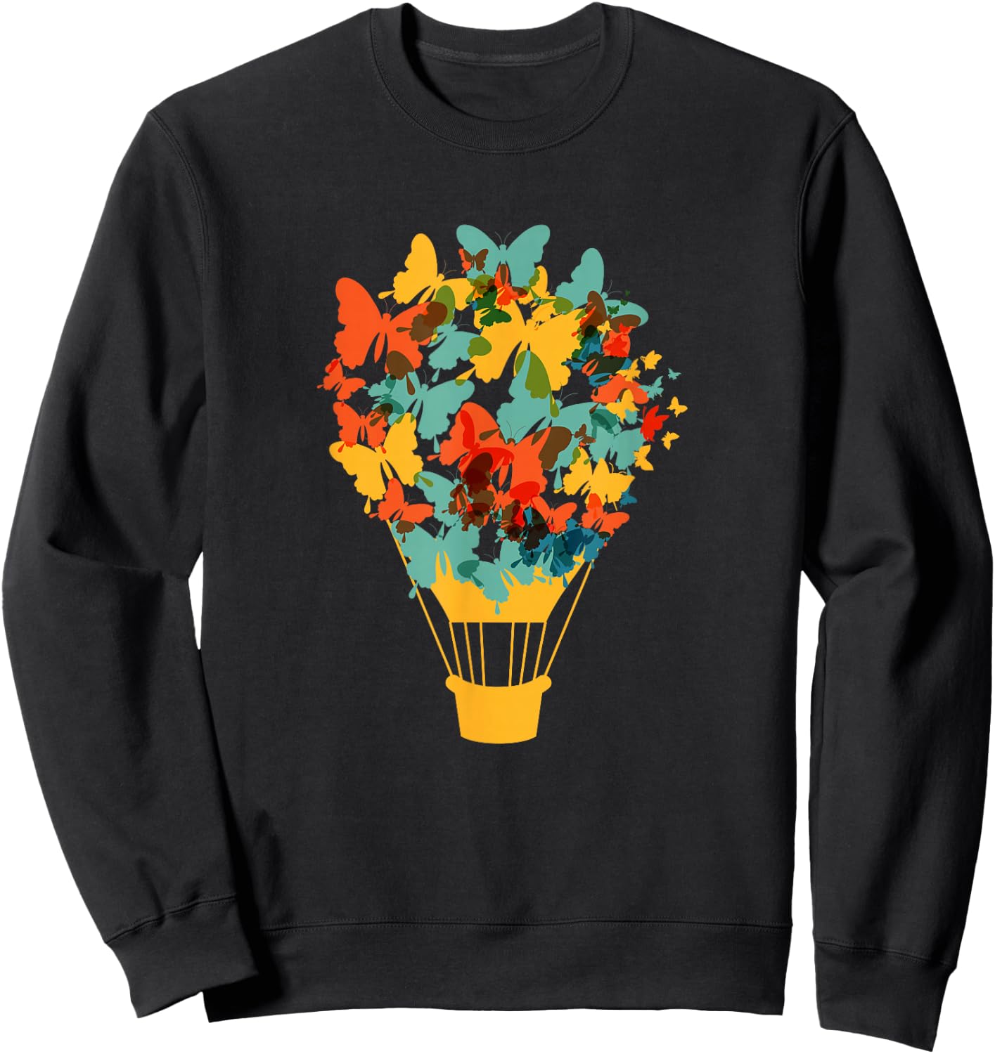 Hot Air Balloon Butterflies Butterfly Beautiful Lepidoptera Sweatshirt - Sweatshirt | Black